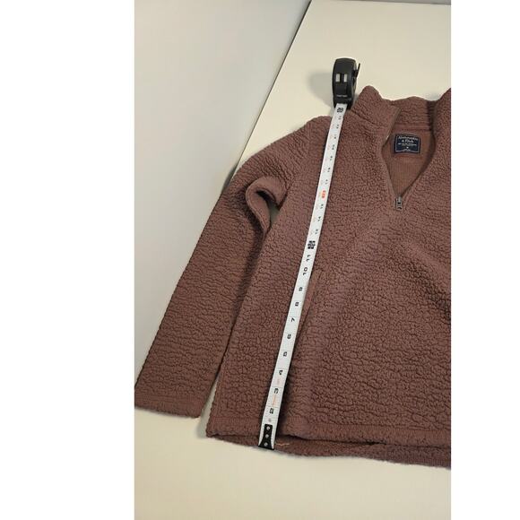 Abercrombie & Fitch Sherpa Fleece Mode  quarter-zip pullover mauve Womens Medium - Picture 8 of 8